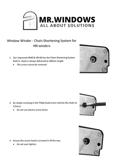 Awning Chain Winder - by Pacific - key locking - white - SS chain