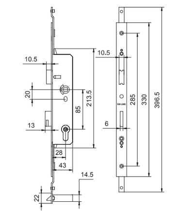 Lock Body ONLY Suits Kinlong furniture - mortice door lock body