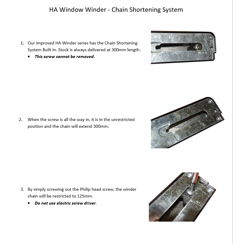 Chain Winder suits Austar by Gainsborough