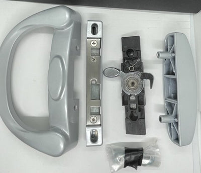 Lock - suits sliding doors - Polesium - Latch set - SILVER