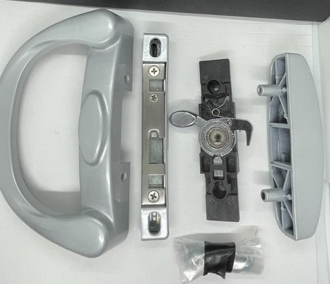 Lock - suits sliding doors - Polesium - Latch set - SILVER