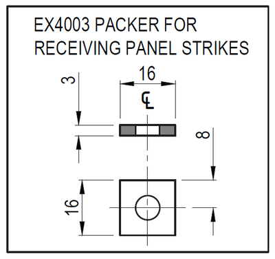 PACKER FOR PANEL STRIKES - 3mm Thick - 3D printed