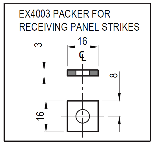 PACKER FOR PANEL STRIKES - 3mm Thick - 3D printed