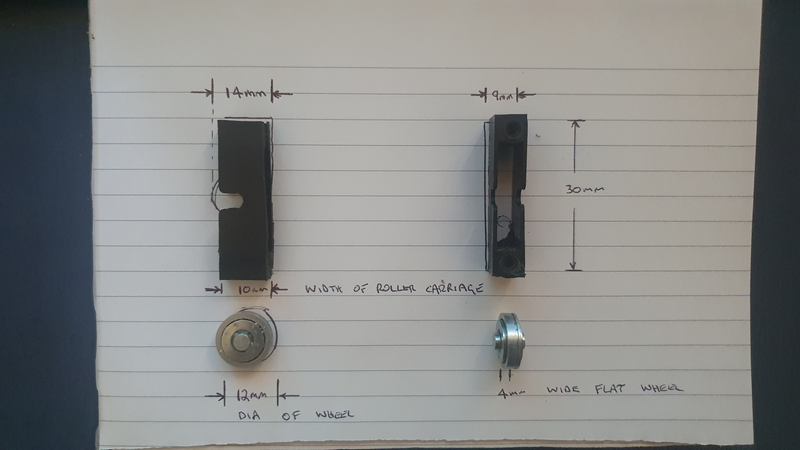 Window carriage and rollers - 3D Printed