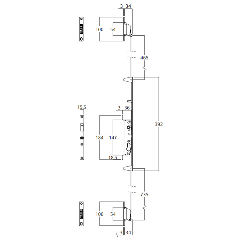 Lock - Security door lock - Lockwood 8653 (Crimsafe approved) sold in components