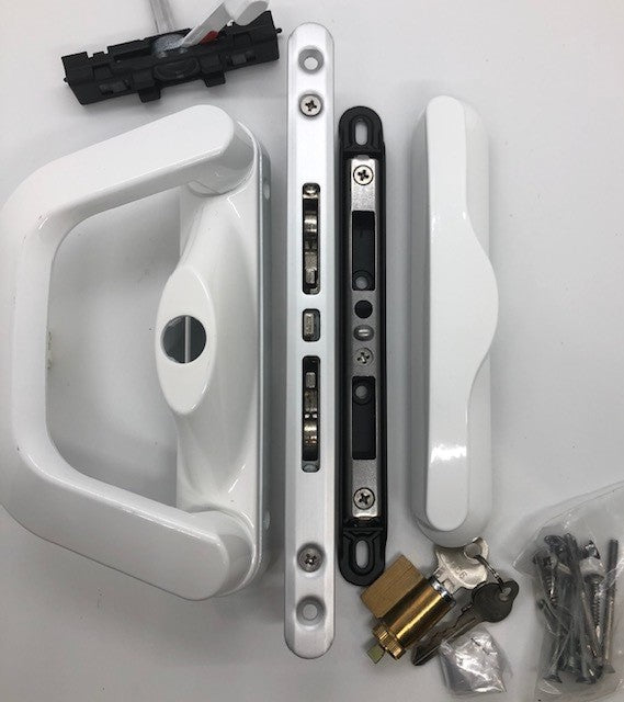 Albany Deadlock Door Handle - Pearl White Internal Key