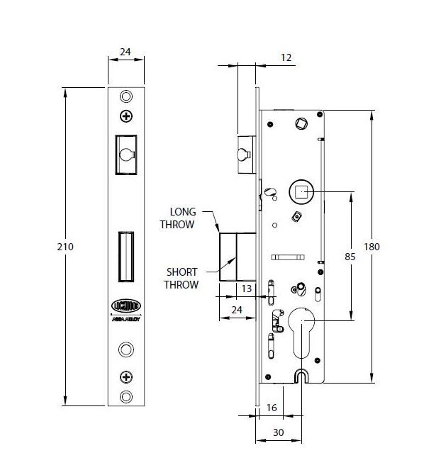 Hinged door lock - Induro body, Verona furniture