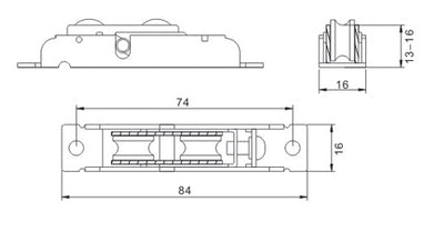 Sliding door roller - suits double glazed suit - imported