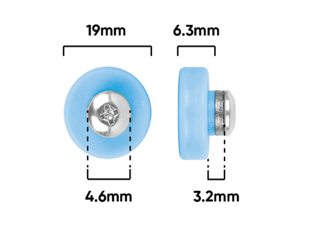 Shower roller - 19mm diameter - acetal tyre