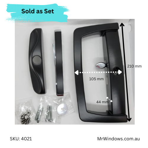 Sliding door lock - AWS ANDO - Black - sold without barrels/cylinders