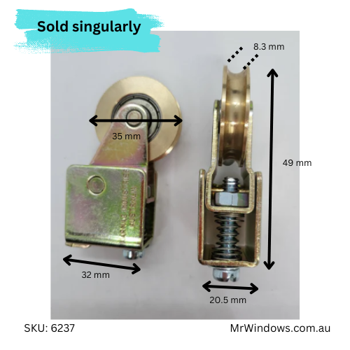 Sliding door rollers - by Karmac Roller - Brass Bearing - sold singularly