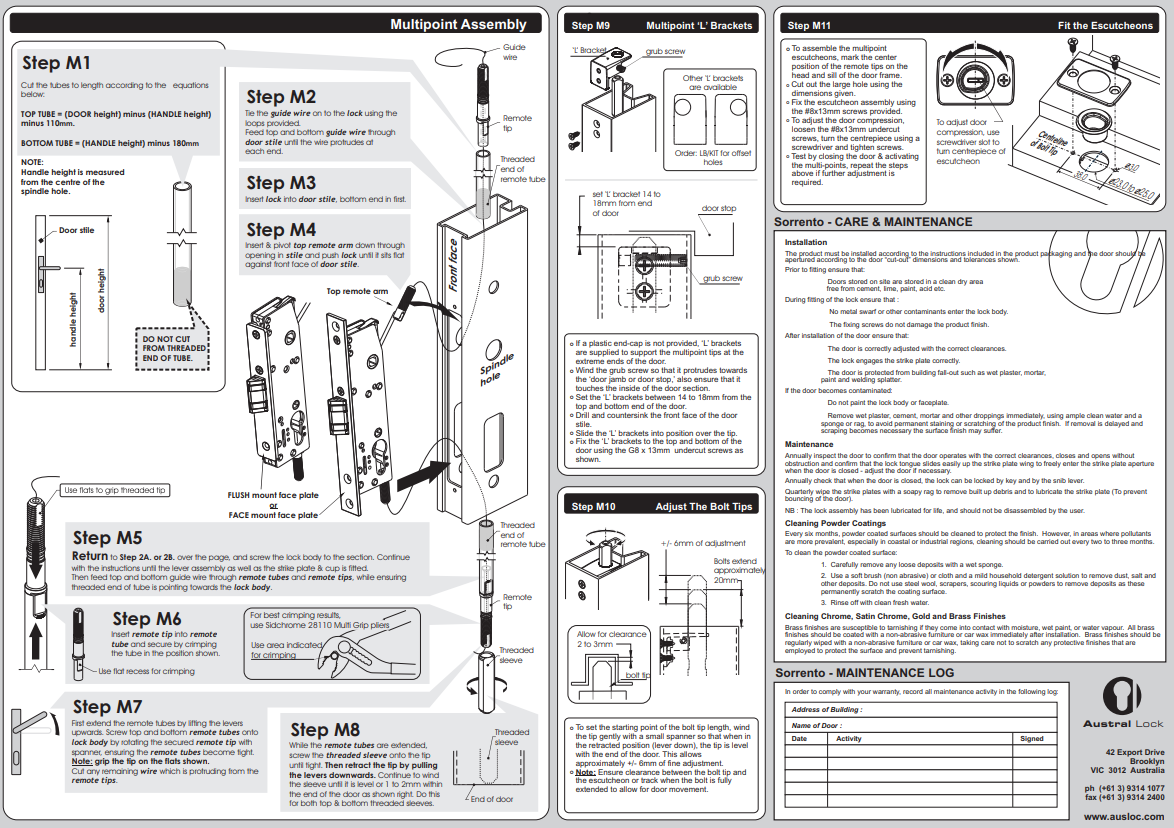 Mortice lock SORRENTO MKII by Ausloc - SPECIAL ORDER IN PRODUCT
