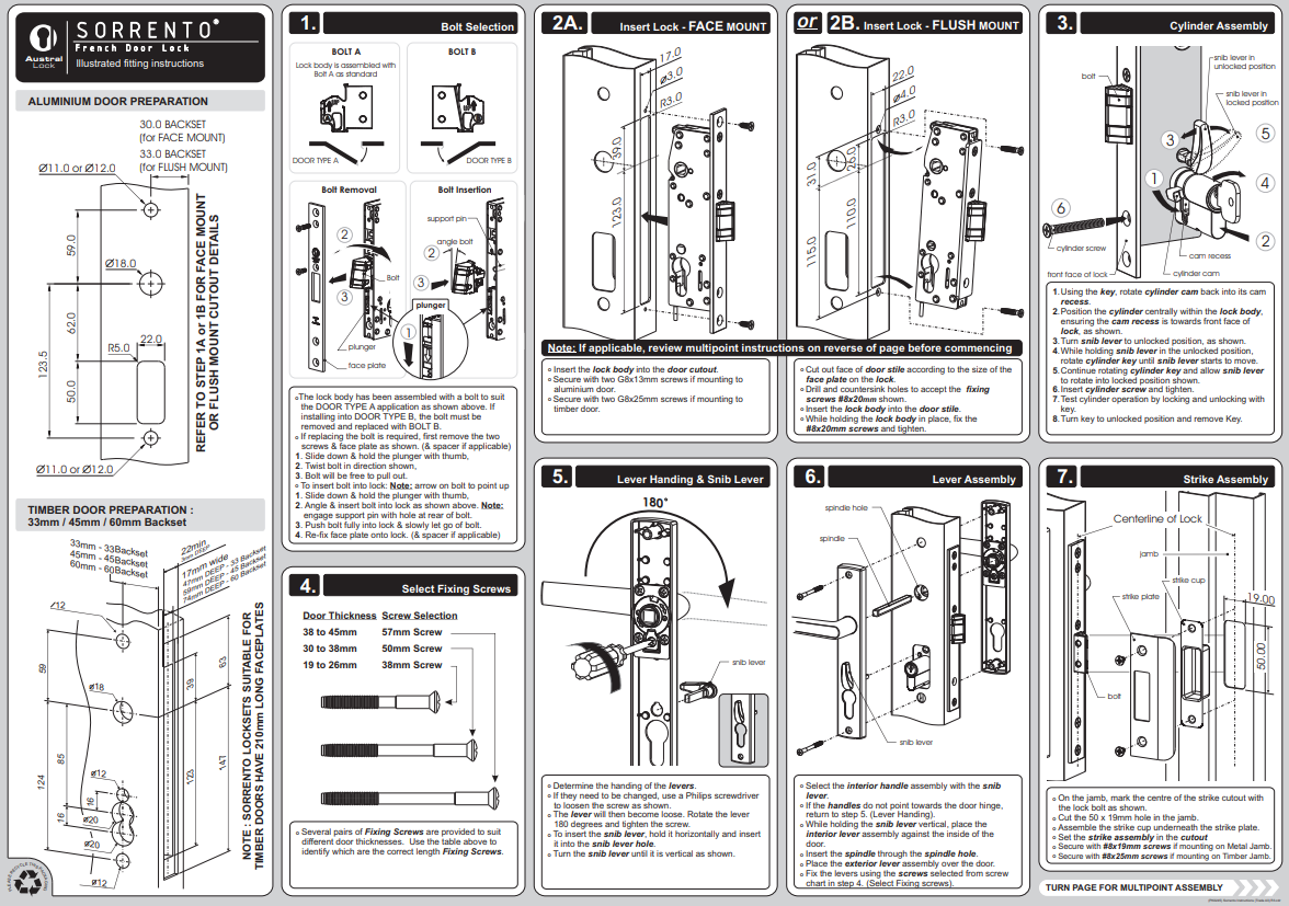 Mortice lock SORRENTO MKII by Ausloc - SPECIAL ORDER IN PRODUCT
