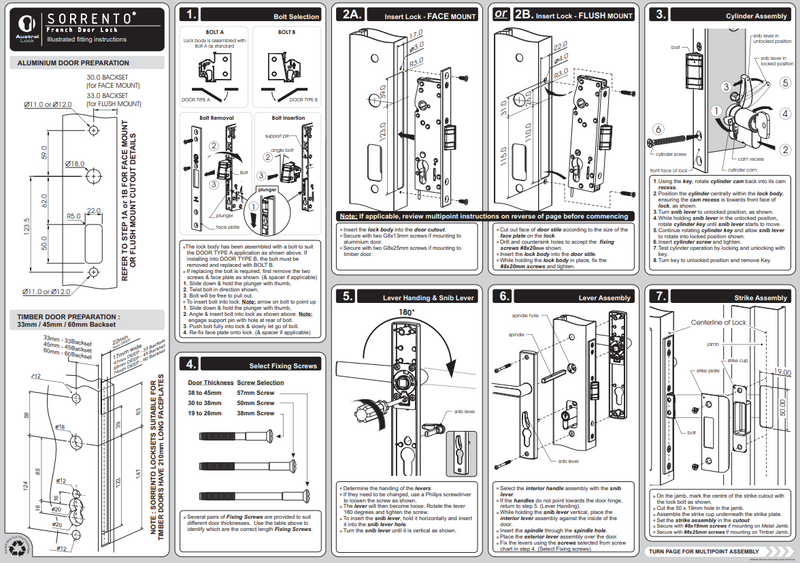 Mortice lock SORRENTO MKII by Ausloc - SPECIAL ORDER IN PRODUCT