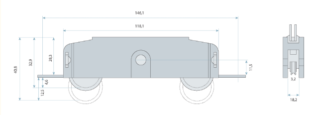 Truth timber sliding door rollers - heavy duty -tandem roller