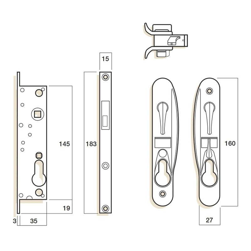 Security door lock sliding screen door Leichhardt by Whitco- Sold in components