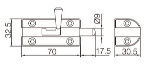 Kinlong surface mounted bolt - stainless steel