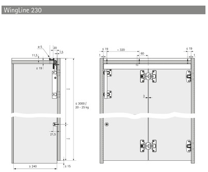 Wingline 230 Running component by Hettich - wheels