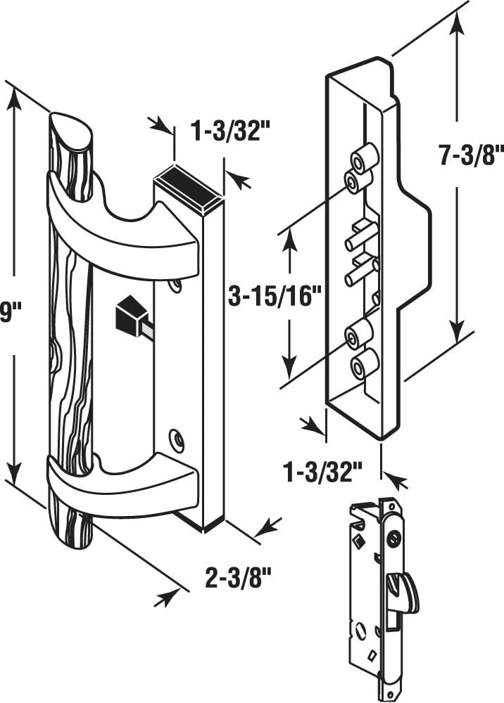 Sliding door lock - small mortice lock - White