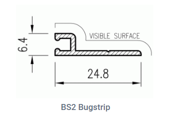 Bug seal - extruded aluminium profile "h" - BLACK in stock - accepts bug fringe pile strips