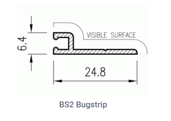 Bug seal - extruded aluminium profile "h" - accepts bug fringe pile strips