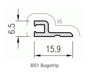 Bug seal - extruded aluminium profile "h" - BLACK in stock - accepts bug fringe pile strips