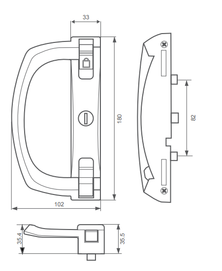 Sliding door lock DS2120 Snowy sliding patio door lock + ADD flat external handles DS840 and DS841 if required