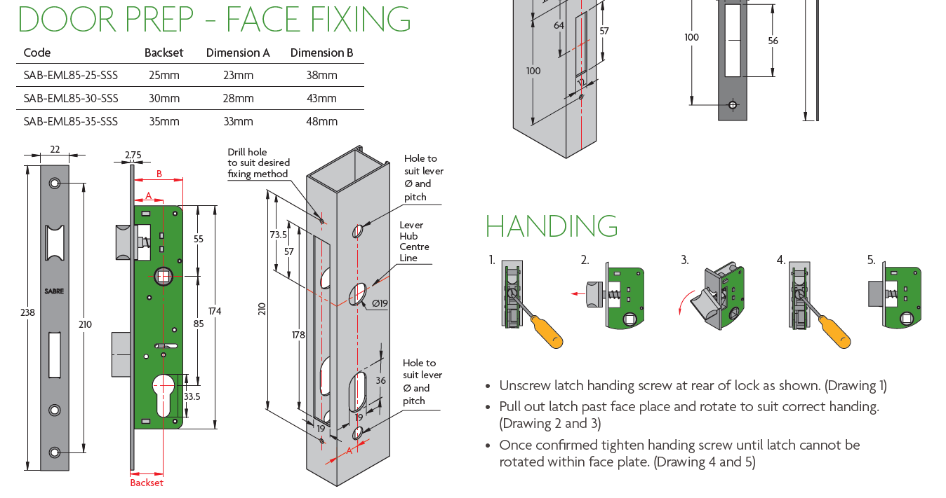 Lock Euro Mortie lock 85 30mm backset stainless steel - lock only