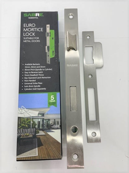 Lock Euro Mortie lock 85 30mm backset stainless steel - lock only