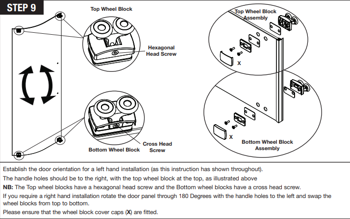 Showerlux Linea guide TOP and BOTTOM roller assembly