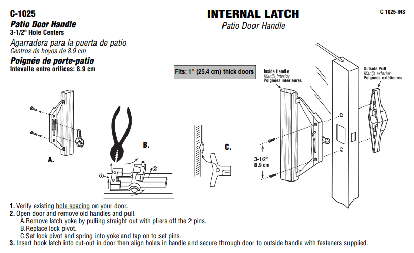 Sliding patio door lock latch replacement Stegbar and Trimview